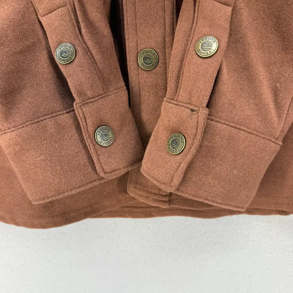Laguna Shirt Jacket Men's M Brown Snap Front Shacket Fleece Outerwear Preppy - Picture 3 of 11